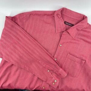 Tommy Bahama Men's Pink Silk Cotton Blend Button-Down‎ Shirt XXL